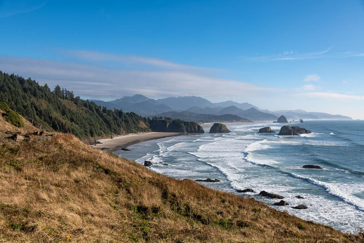Crescent Beach view from Ecola State Park in Clatsop County, Oregon on October 4, 2020.