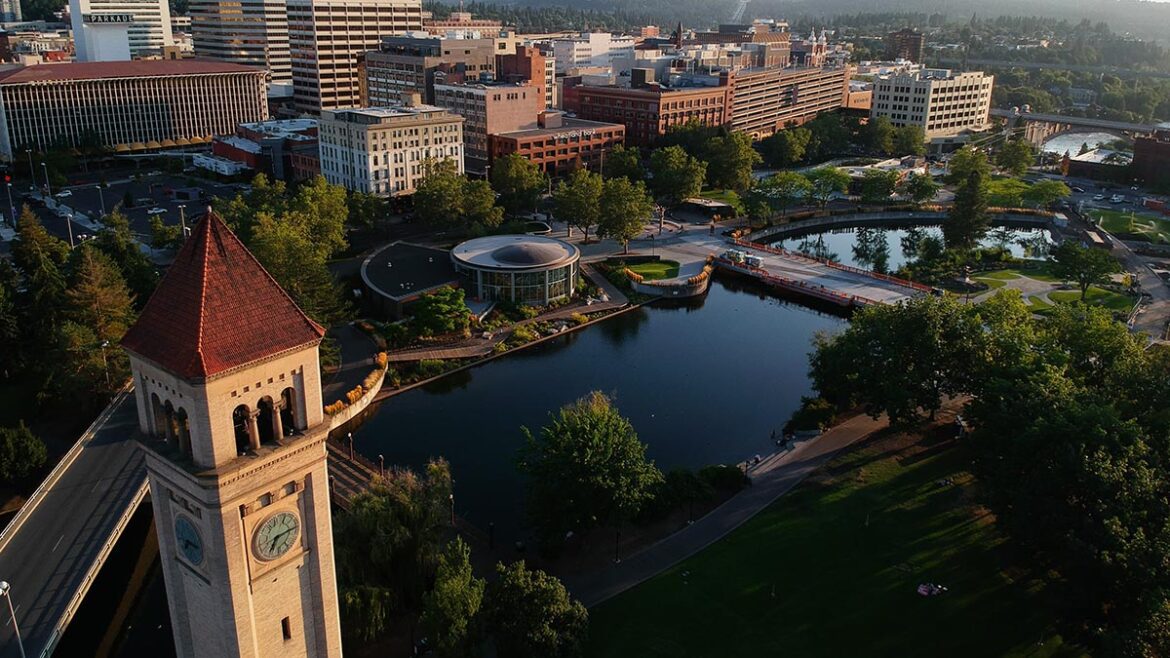 Aerial view of Spokane, Washington. Stock photo by Austen Frostad via Unsplash.