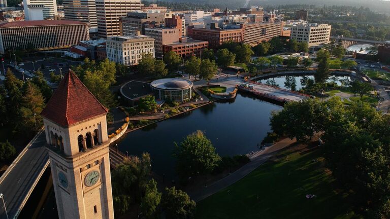 Aerial view of Spokane, Washington. Stock photo by Austen Frostad via Unsplash.