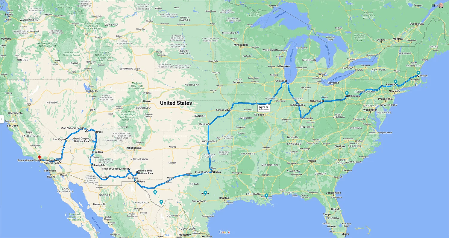 An Epic Boston to Los Angeles Cross Country Drive Amazing America