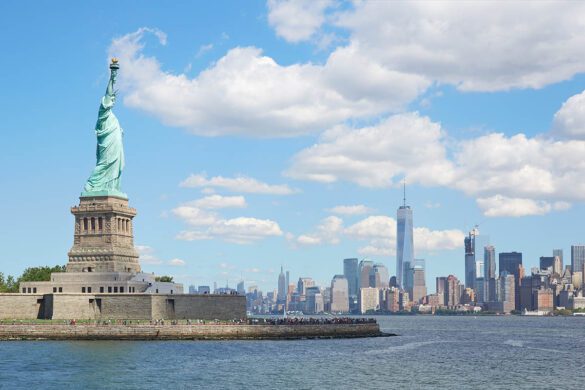 The Statue of Liberty on Ellis Island in New York, New York.