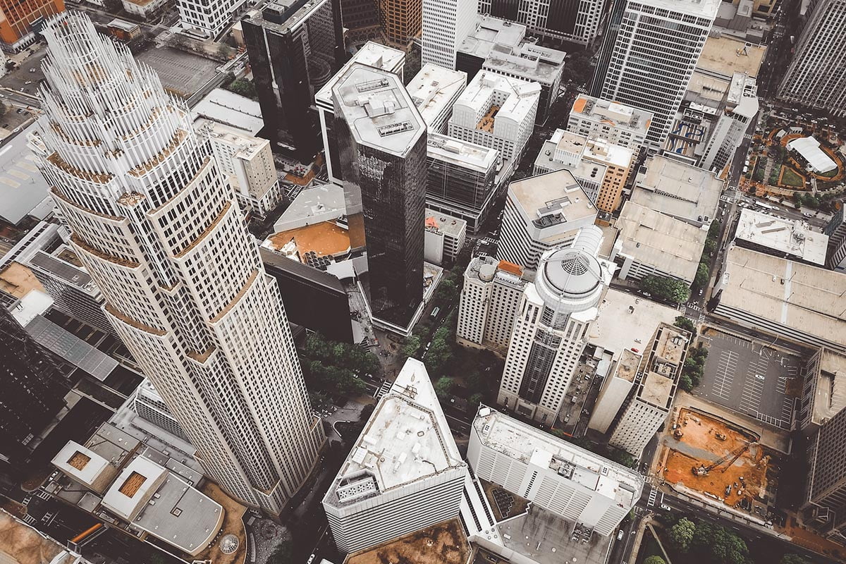 Downtown Charlotte, NC from overhead.